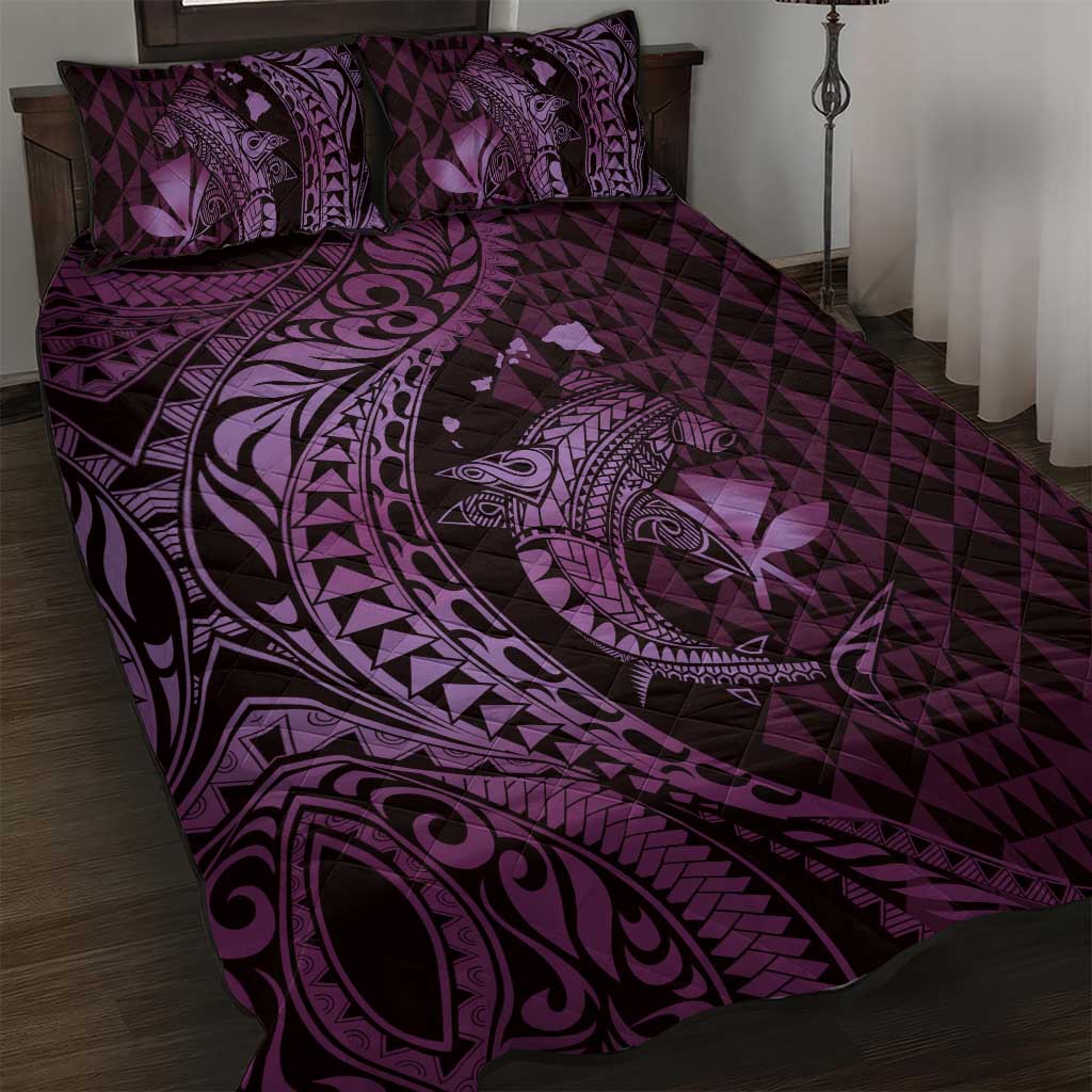 Aloha Hawaii Hammerhead Shark Quilt Bed Set Purple Kakau and Polynesian Tattoo LT03 Purple - Polynesian Pride