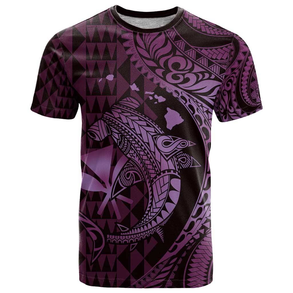 Aloha Hawaii Hammerhead Shark T Shirt Purple Kakau and Polynesian Tattoo LT03 Purple - Polynesian Pride