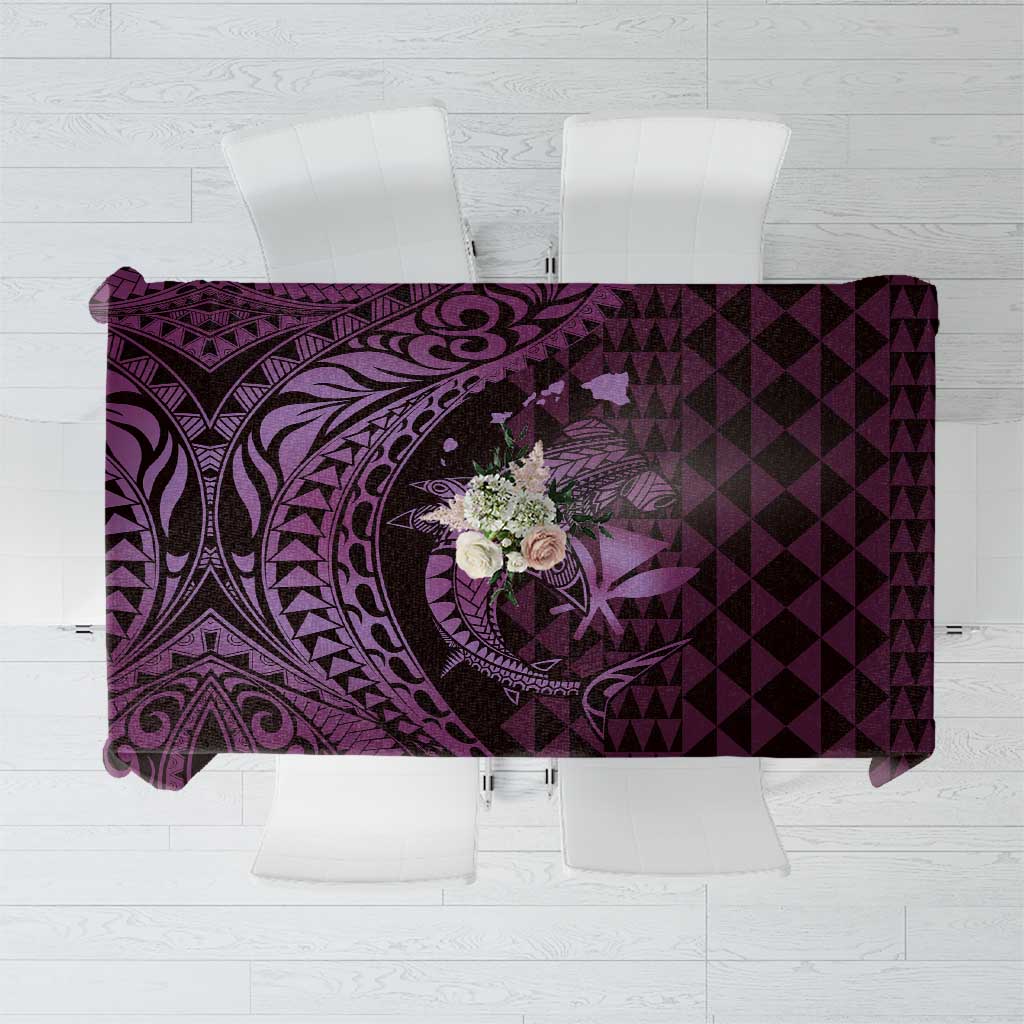 Aloha Hawaii Hammerhead Shark Tablecloth Purple Kakau and Polynesian Tattoo LT03