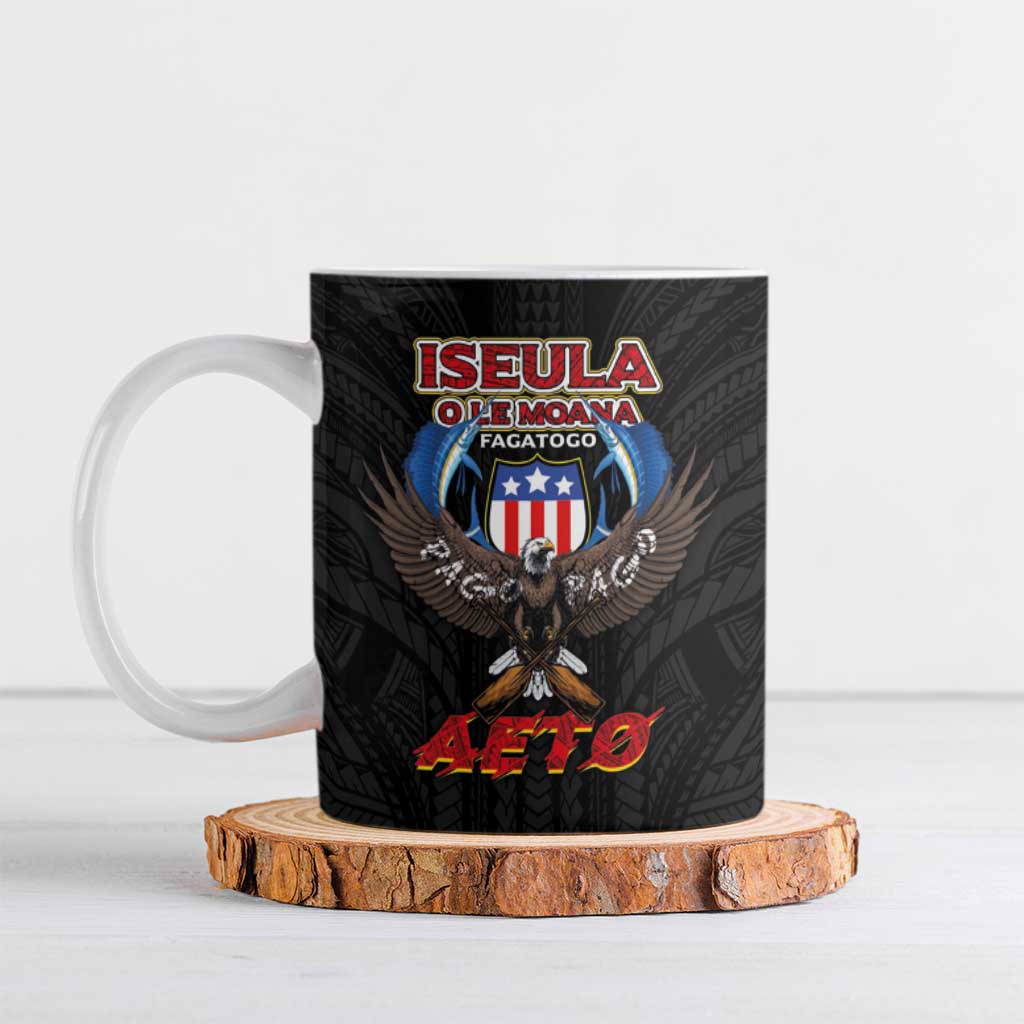 American Samoa Fautasi Ceramic Mug Pago Pago Aeto and Iseula o le Moana of Fagatogo Black Color LT03 Black - Polynesian Pride
