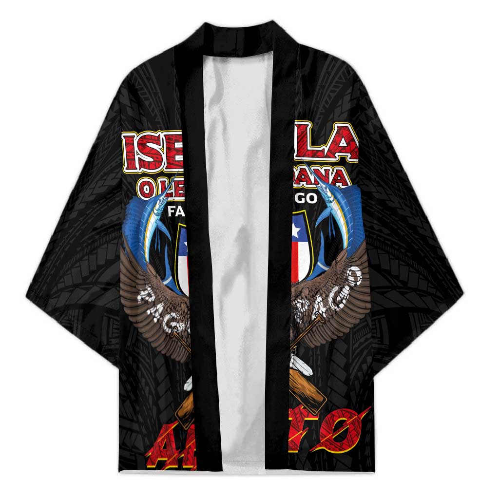 American Samoa Fautasi Kimono Pago Pago Aeto and Iseula o le Moana of Fagatogo Black Color LT03 Unisex Black - Polynesian Pride