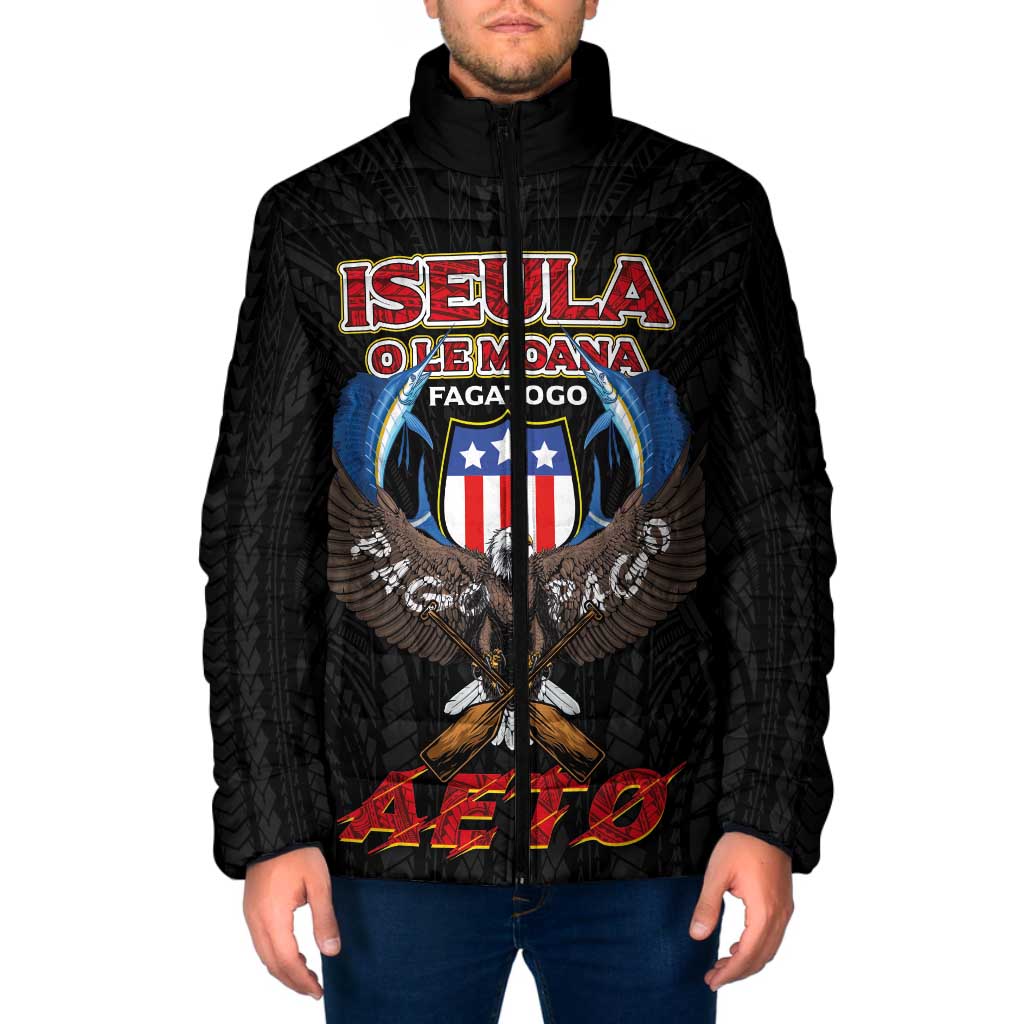 American Samoa Fautasi Padded Jacket Pago Pago Aeto and Iseula o le Moana of Fagatogo Black Color LT03 Men Black - Polynesian Pride
