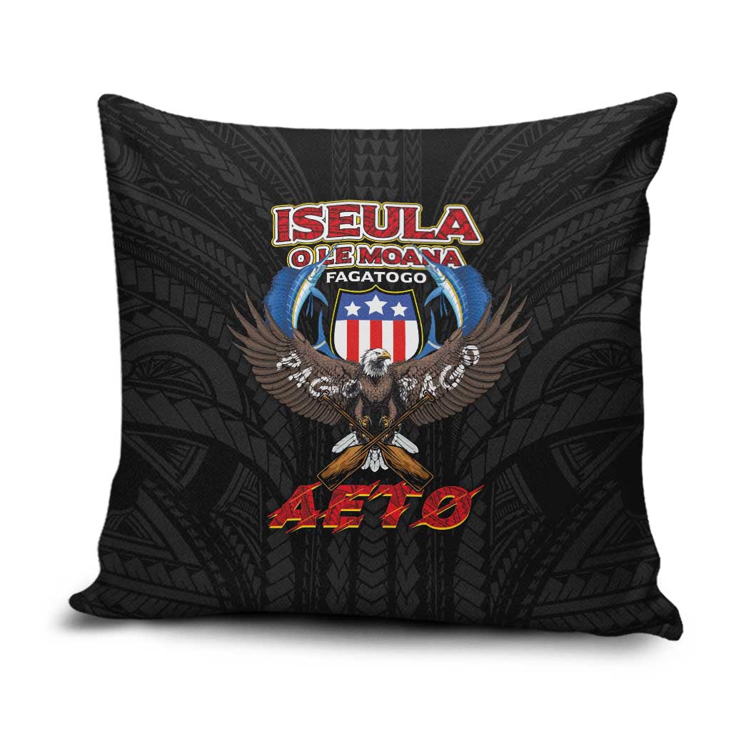 American Samoa Fautasi Pillow Cover Pago Pago Aeto and Iseula o le Moana of Fagatogo Black Color LT03 Black - Polynesian Pride