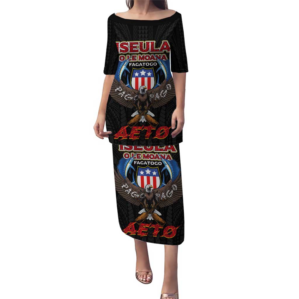 American Samoa Fautasi Puletasi Pago Pago Aeto and Iseula o le Moana of Fagatogo Black Color LT03 Long Dress Black - Polynesian Pride