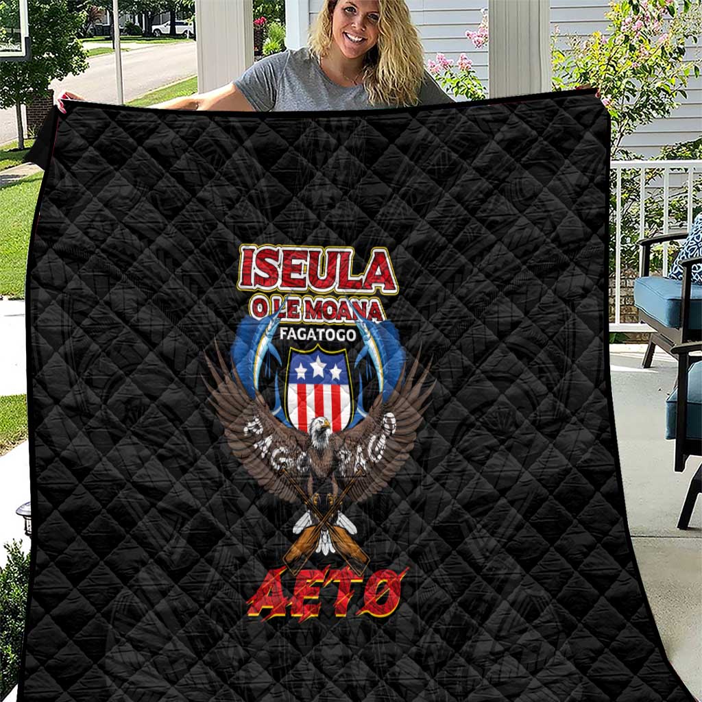 American Samoa Fautasi Quilt Pago Pago Aeto and Iseula o le Moana of Fagatogo Black Color LT03 Black - Polynesian Pride
