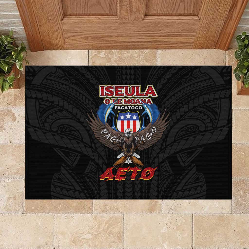 American Samoa Fautasi Rubber Doormat Pago Pago Aeto and Iseula o le Moana of Fagatogo Black Color LT03 Black - Polynesian Pride