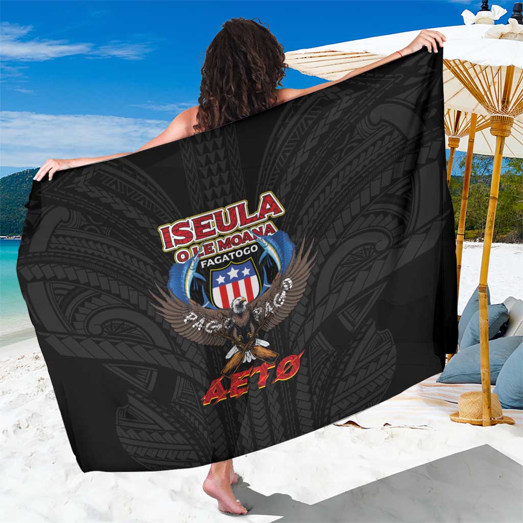 American Samoa Fautasi Sarong Pago Pago Aeto and Iseula o le Moana of Fagatogo Black Color LT03 One Size 44 x 66 inches Black - Polynesian Pride
