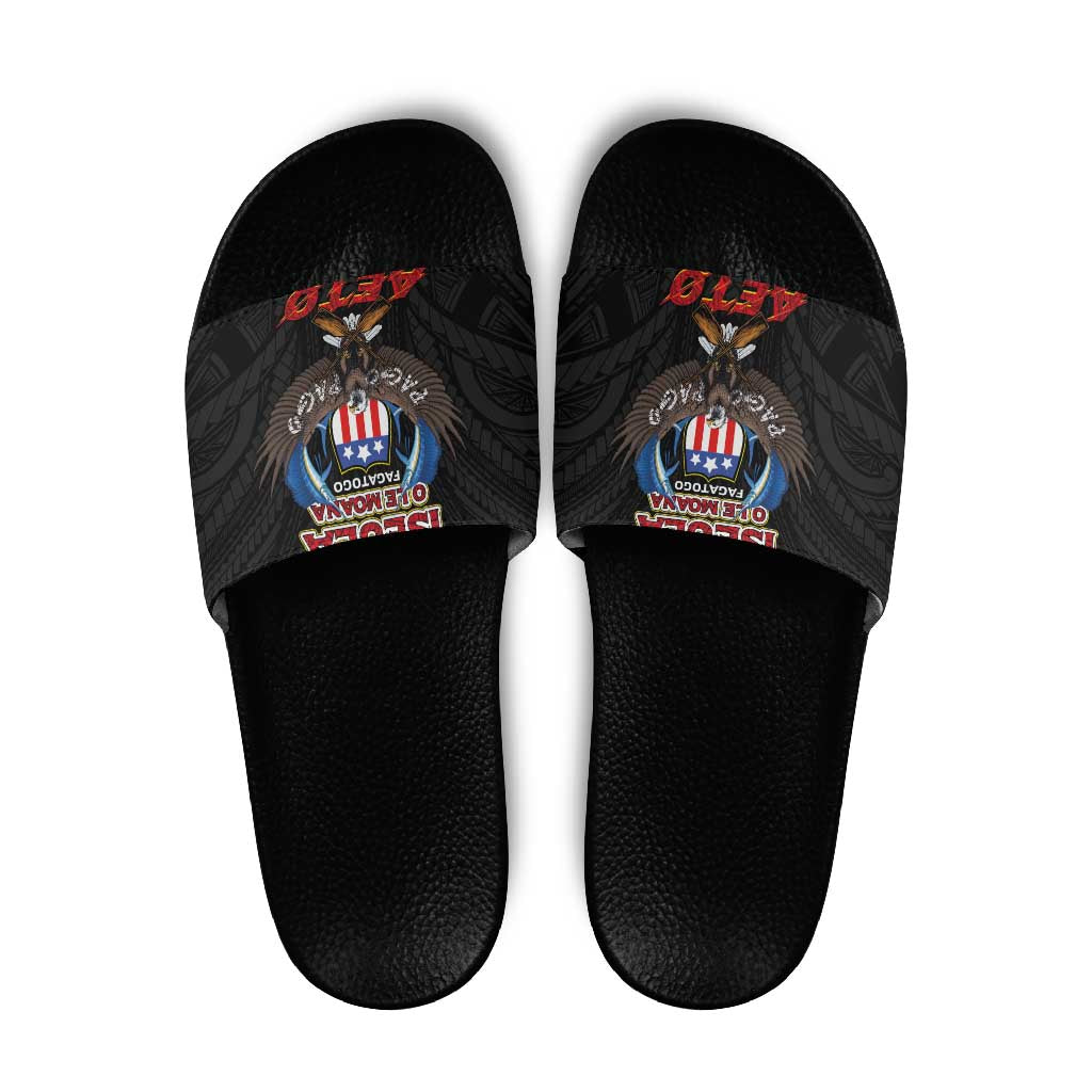 American Samoa Fautasi Slide Sandals Pago Pago Aeto and Iseula o le Moana of Fagatogo Black Color LT03 Black - Polynesian Pride