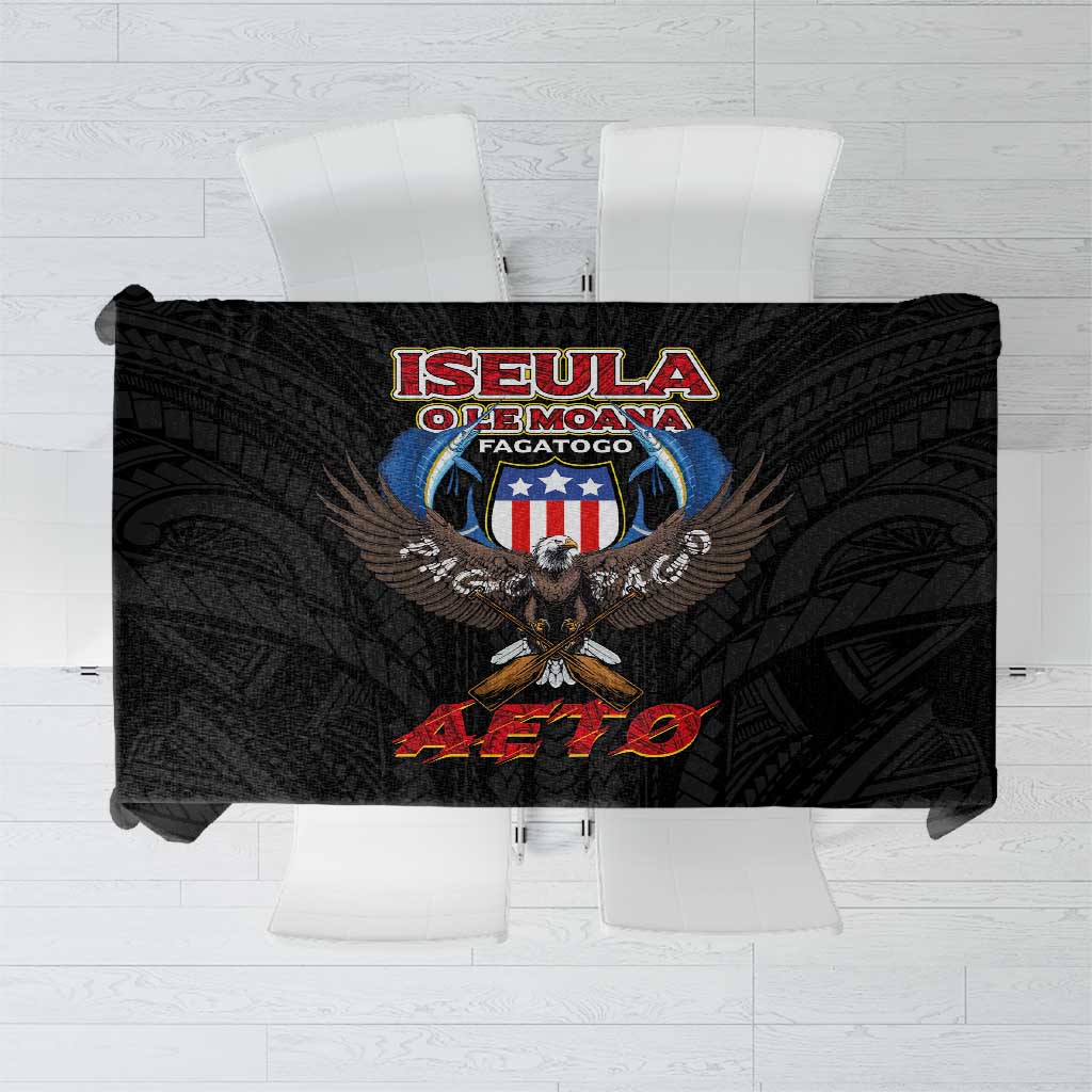American Samoa Fautasi Tablecloth Pago Pago Aeto and Iseula o le Moana of Fagatogo Black Color LT03 Black - Polynesian Pride