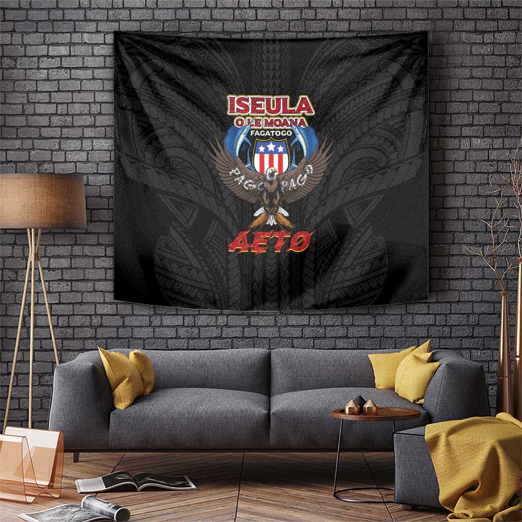 American Samoa Fautasi Tapestry Pago Pago Aeto and Iseula o le Moana of Fagatogo Black Color LT03 Black - Polynesian Pride