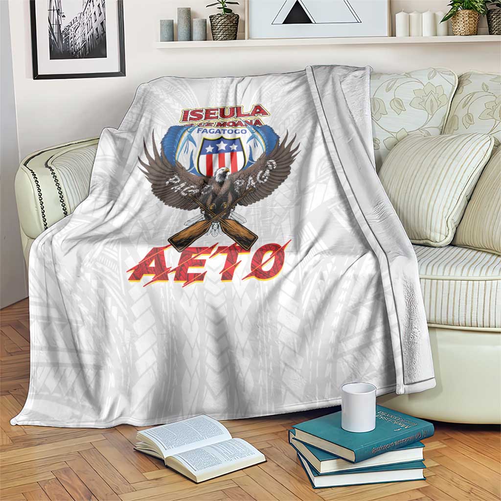 American Samoa Fautasi Blanket Pago Pago Aeto and Iseula o le Moana of Fagatogo White Color LT03 White - Polynesian Pride