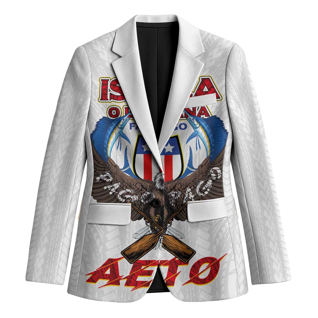 American Samoa Fautasi Blazer Pago Pago Aeto and Iseula o le Moana of Fagatogo White Color LT03 Unisex White - Polynesian Pride