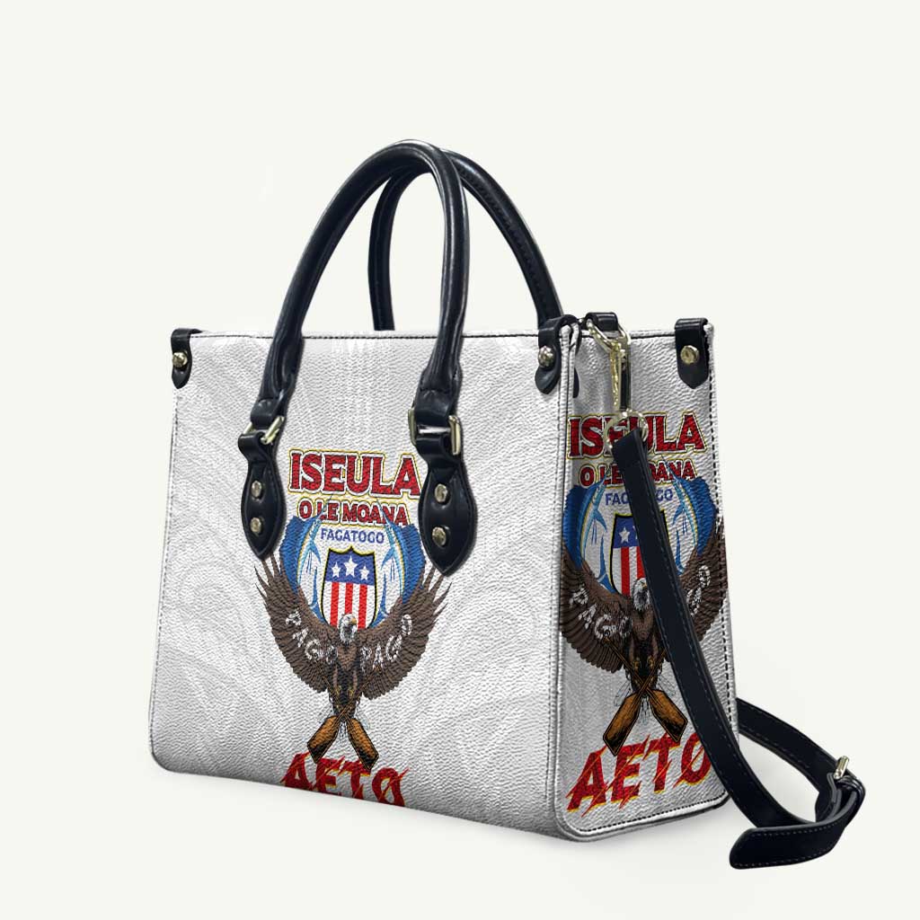 American Samoa Fautasi Leather Bag Pago Pago Aeto and Iseula o le Moana of Fagatogo White Color LT03 White - Polynesian Pride