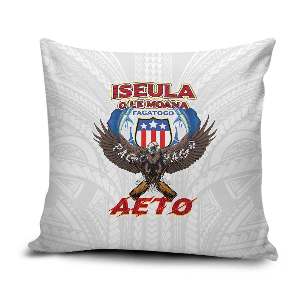 American Samoa Fautasi Pillow Cover Pago Pago Aeto and Iseula o le Moana of Fagatogo White Color LT03 White - Polynesian Pride