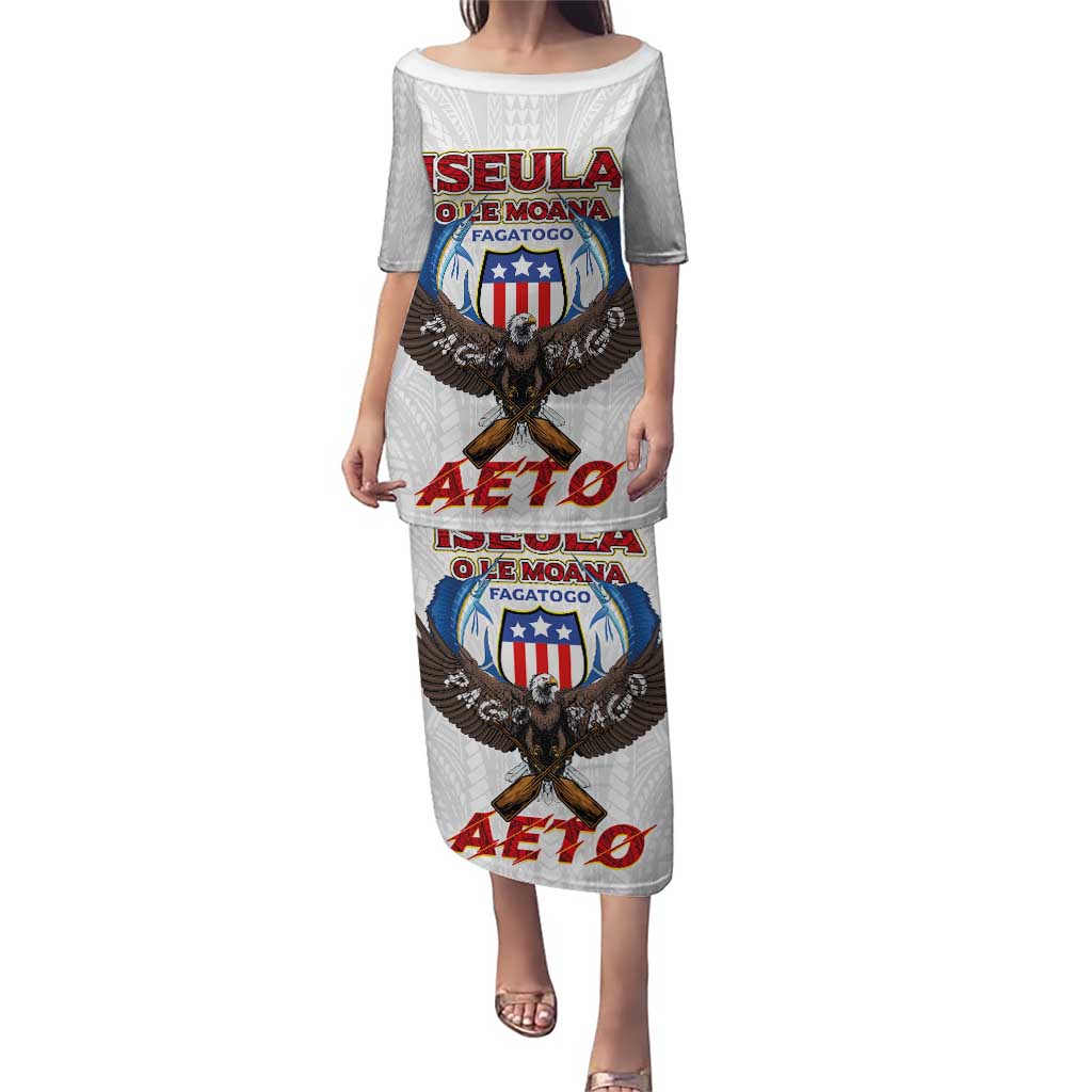 American Samoa Fautasi Puletasi Pago Pago Aeto and Iseula o le Moana of Fagatogo White Color LT03 Long Dress White - Polynesian Pride
