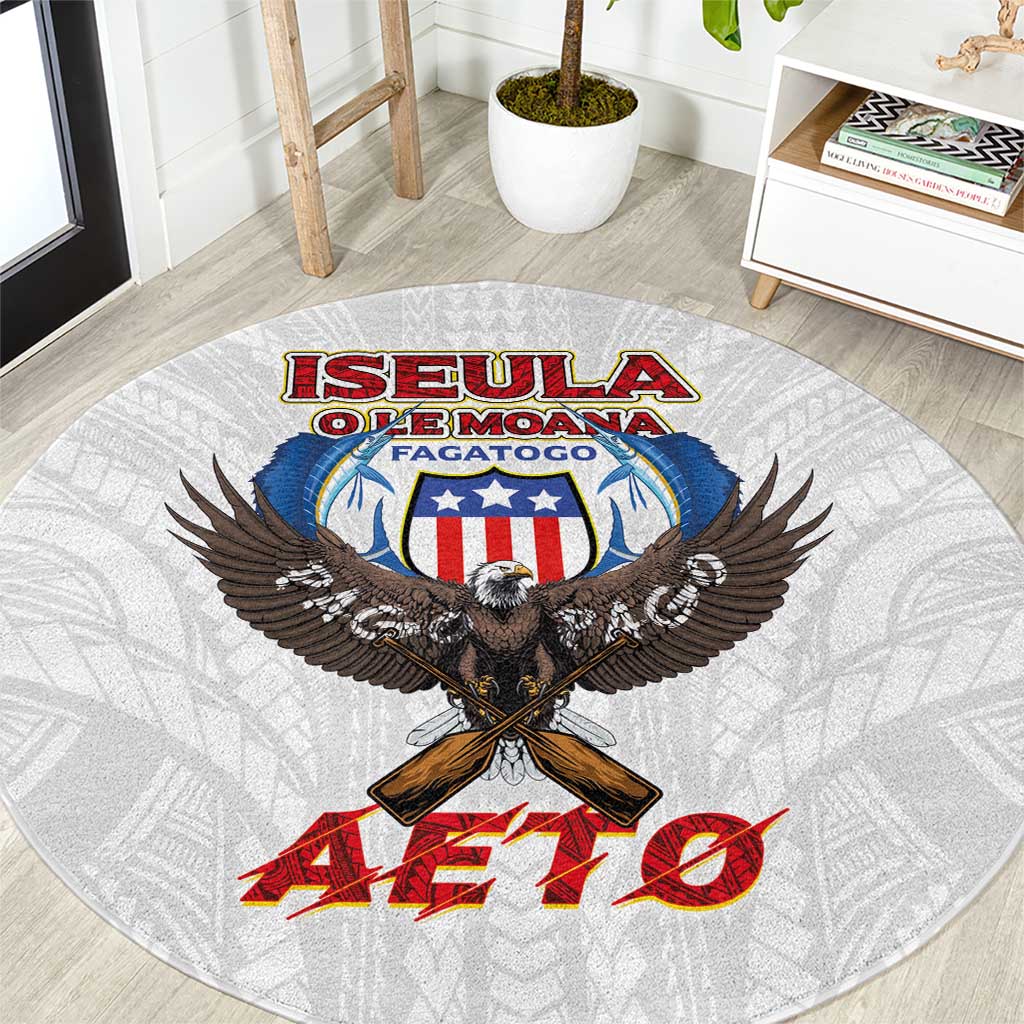 American Samoa Fautasi Round Carpet Pago Pago Aeto and Iseula o le Moana of Fagatogo White Color LT03 White - Polynesian Pride