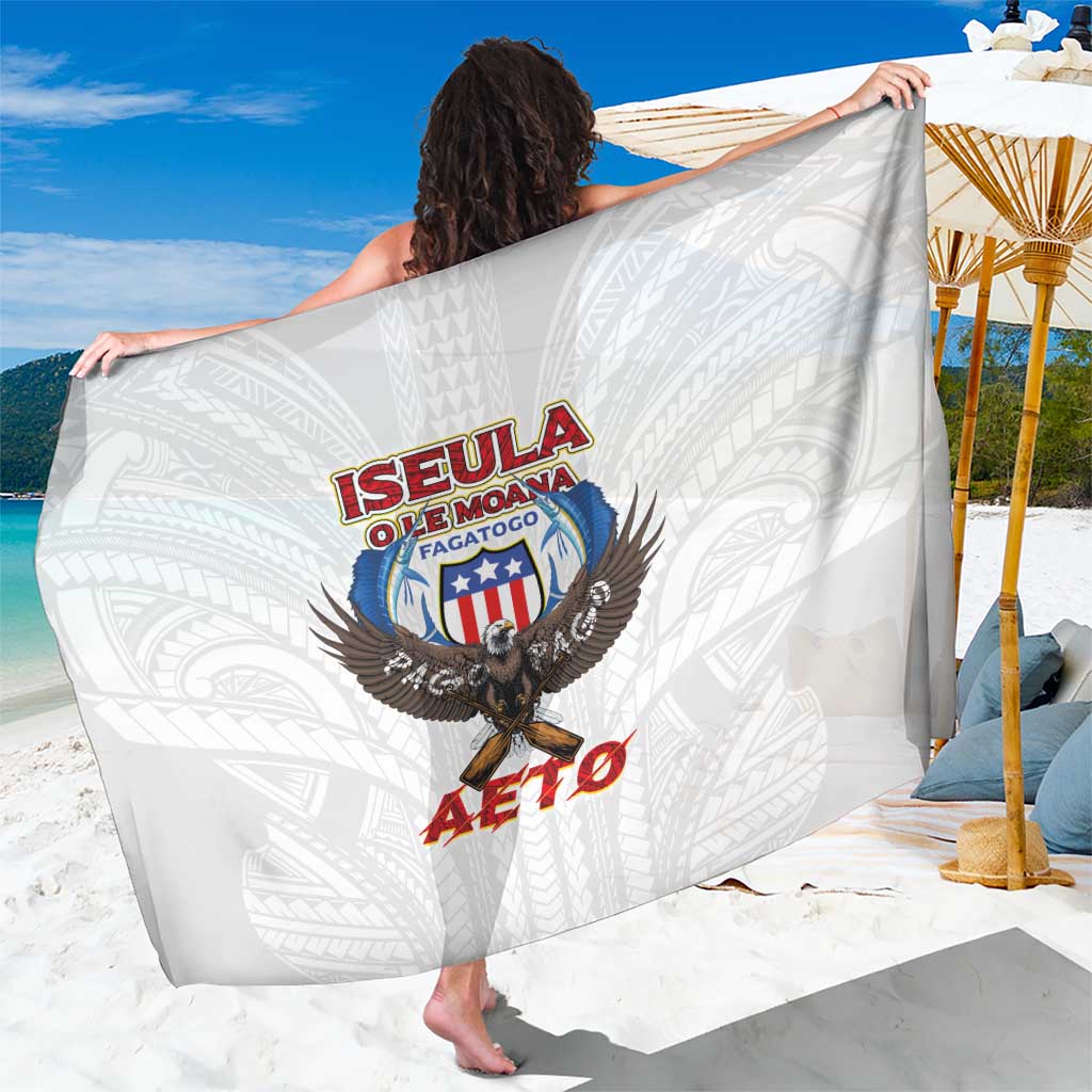 American Samoa Fautasi Sarong Pago Pago Aeto and Iseula o le Moana of Fagatogo White Color LT03 One Size 44 x 66 inches White - Polynesian Pride