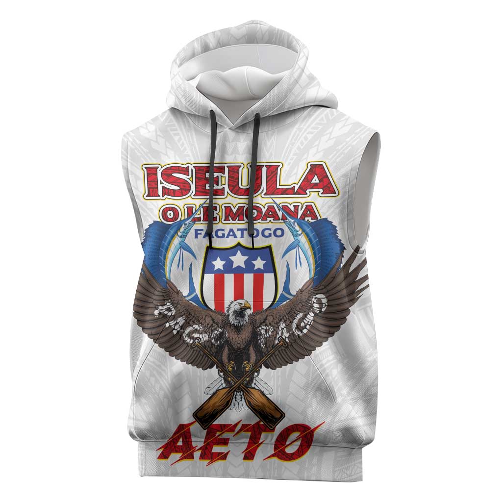 American Samoa Fautasi Sleeveless Hoodie Pago Pago Aeto and Iseula o le Moana of Fagatogo White Color LT03 White - Polynesian Pride