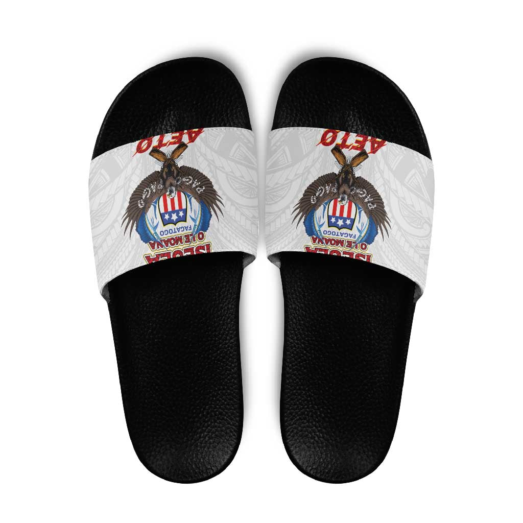 American Samoa Fautasi Slide Sandals Pago Pago Aeto and Iseula o le Moana of Fagatogo White Color LT03 White - Polynesian Pride