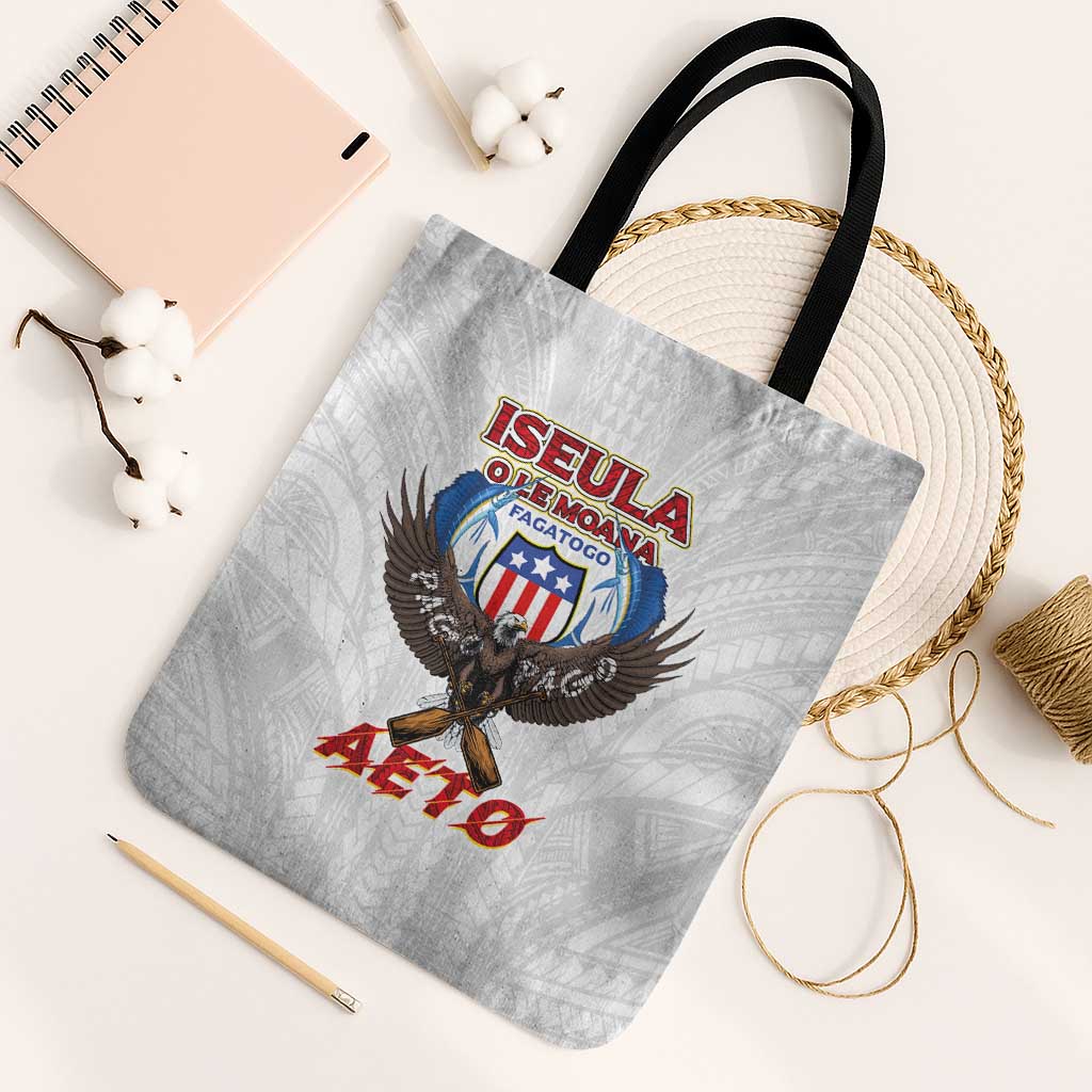 American Samoa Fautasi Tote Bag Pago Pago Aeto and Iseula o le Moana of Fagatogo White Color LT03 Black Strap One Size White - Polynesian Pride