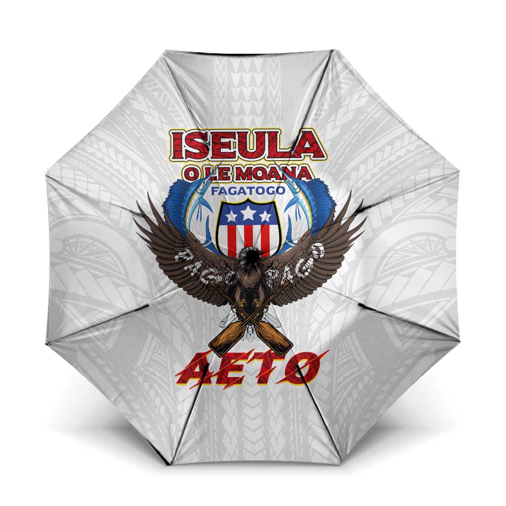 American Samoa Fautasi Umbrella Pago Pago Aeto and Iseula o le Moana of Fagatogo White Color LT03 One Size Folded 11.42 inch Opened Diameter 37.4 inch White - Polynesian Pride