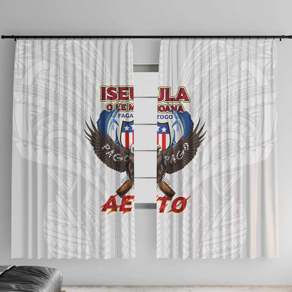 American Samoa Fautasi Window Curtain Pago Pago Aeto and Iseula o le Moana of Fagatogo White Color LT03 With Hooks White - Polynesian Pride