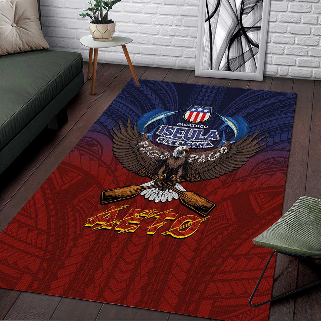 American Samoa Fautasi Area Rug Pago Pago Aeto and Iseula o le Moana of Fagatogo Red-Blue LT03 Blue - Polynesian Pride