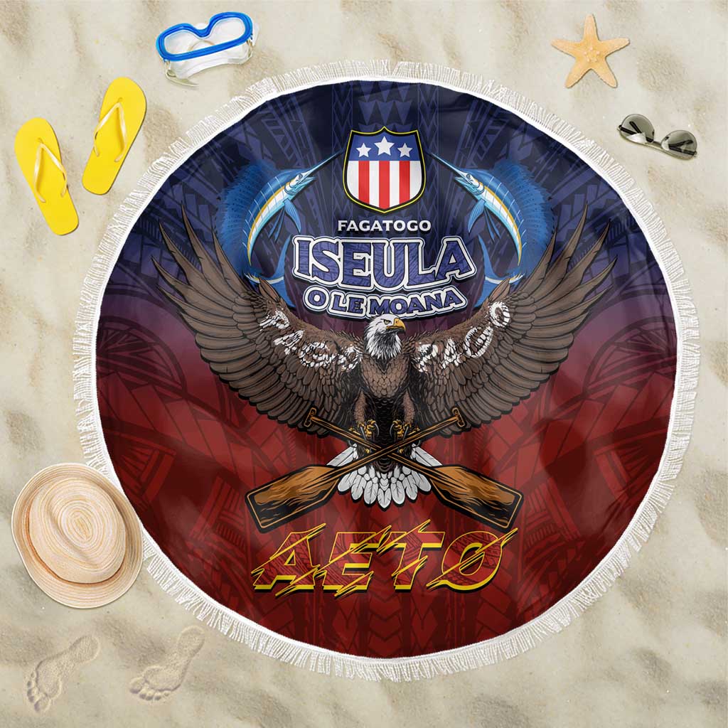 American Samoa Fautasi Beach Blanket Pago Pago Aeto and Iseula o le Moana of Fagatogo Red-Blue LT03 One Size 150cm Blue - Polynesian Pride