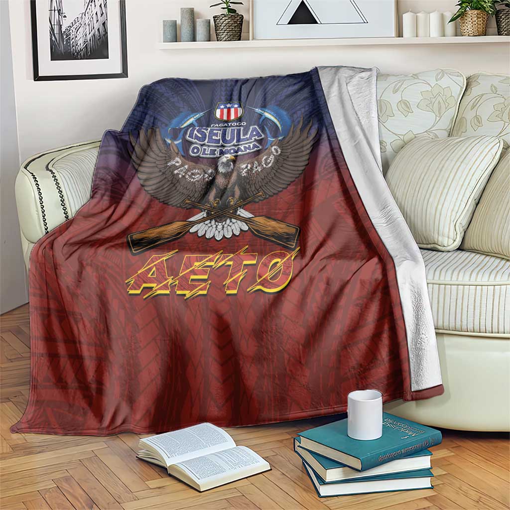 American Samoa Fautasi Blanket Pago Pago Aeto and Iseula o le Moana of Fagatogo Red-Blue LT03 Blue - Polynesian Pride