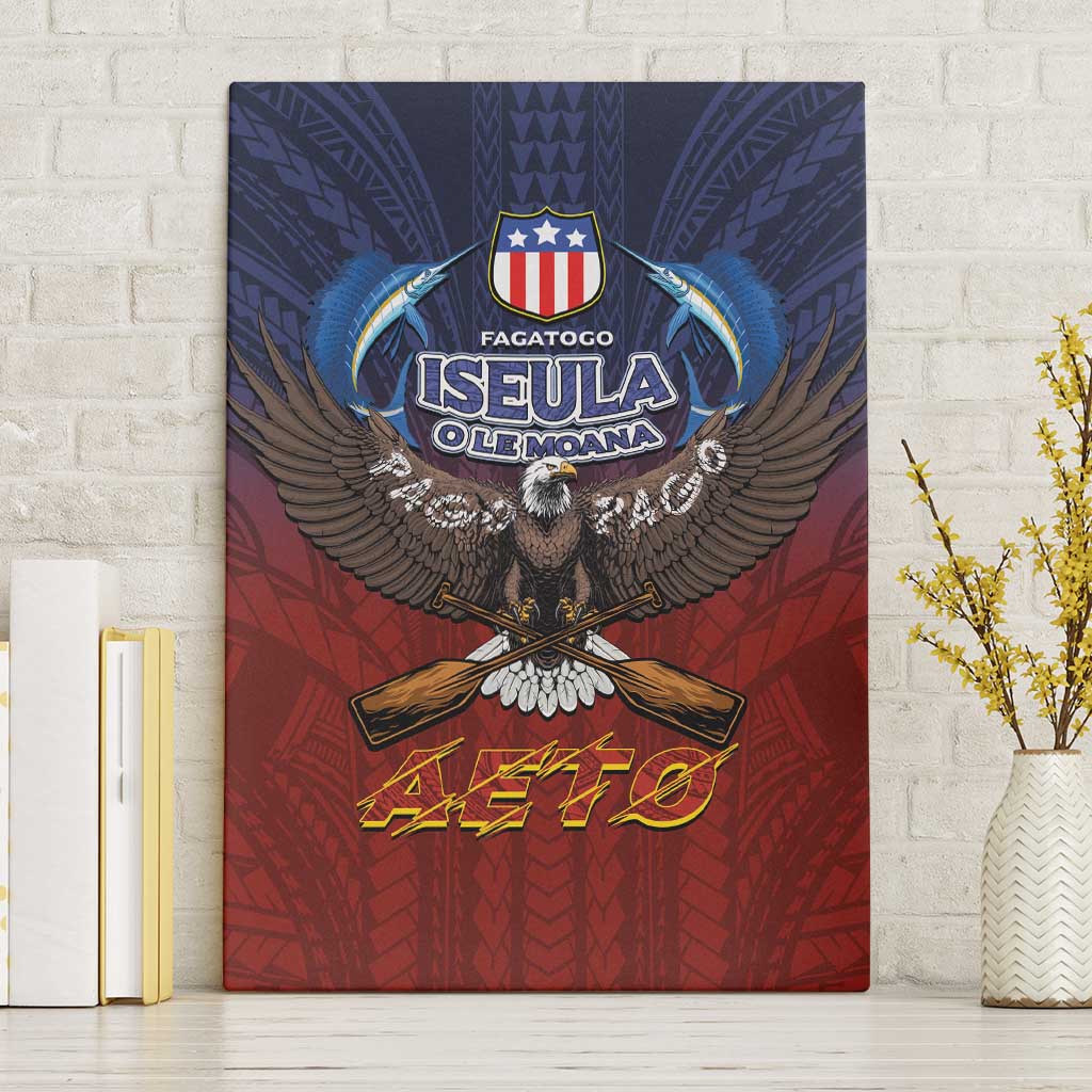 American Samoa Fautasi Canvas Wall Art Pago Pago Aeto and Iseula o le Moana of Fagatogo Red-Blue LT03 Without Frame Blue - Polynesian Pride