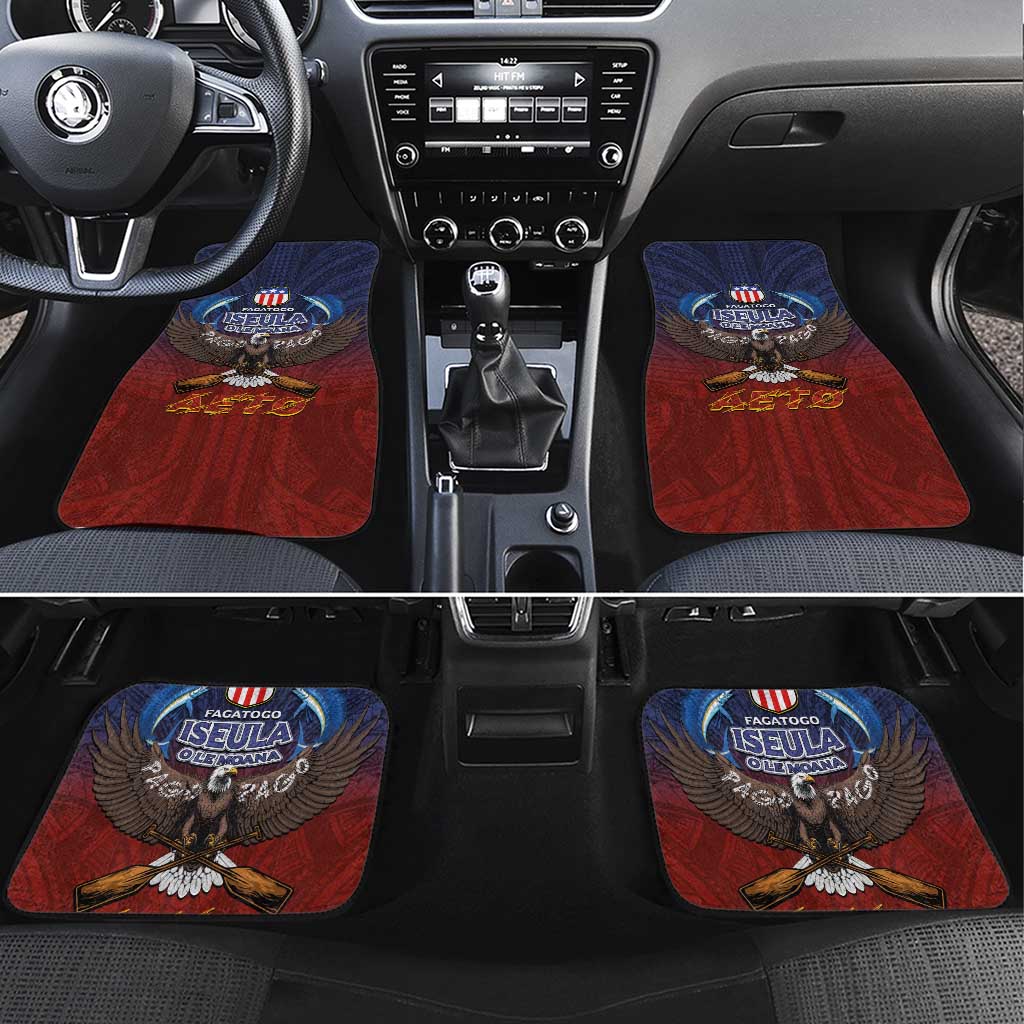 American Samoa Fautasi Car Mats Pago Pago Aeto and Iseula o le Moana of Fagatogo Red-Blue LT03 Set 4pcs Blue - Polynesian Pride