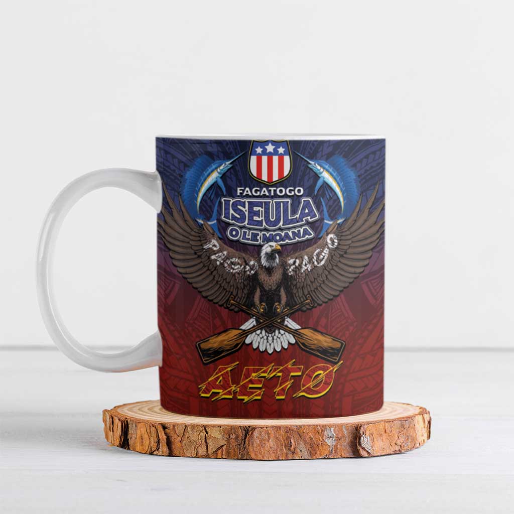 American Samoa Fautasi Ceramic Mug Pago Pago Aeto and Iseula o le Moana of Fagatogo Red-Blue LT03 Blue - Polynesian Pride