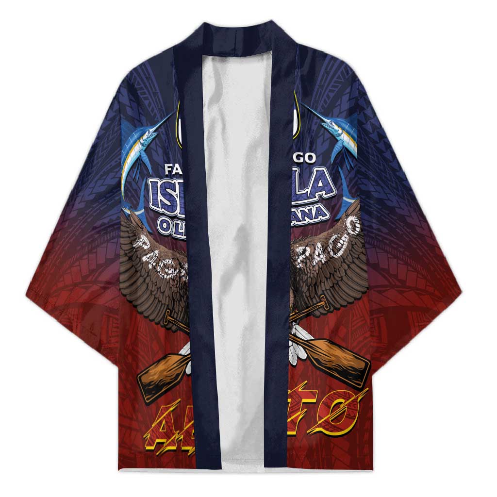 American Samoa Fautasi Kimono Pago Pago Aeto and Iseula o le Moana of Fagatogo Red-Blue LT03 Unisex Blue - Polynesian Pride