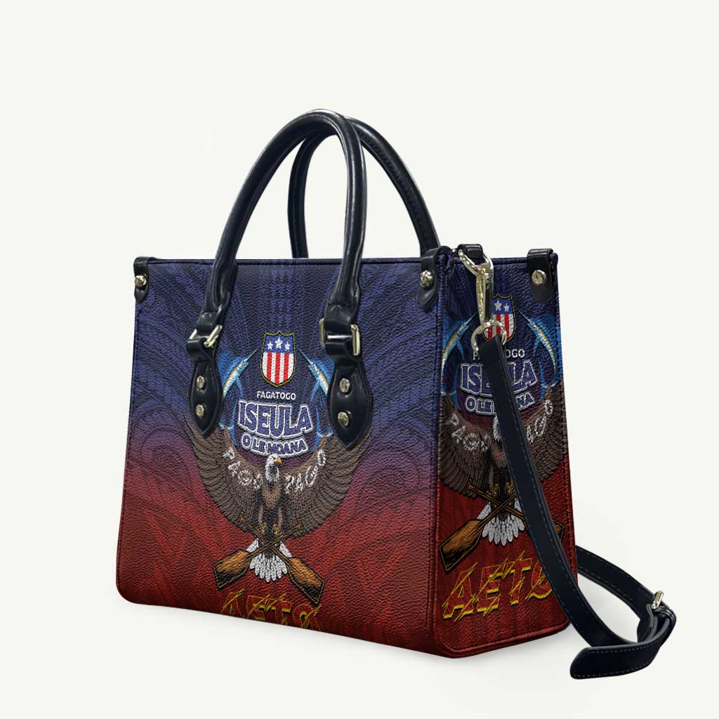 American Samoa Fautasi Leather Bag Pago Pago Aeto and Iseula o le Moana of Fagatogo Red-Blue LT03 Blue - Polynesian Pride