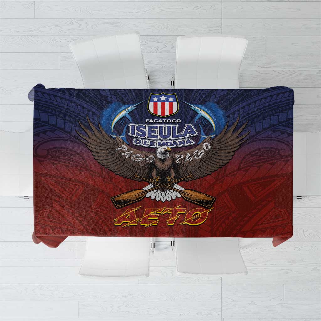 American Samoa Fautasi Tablecloth Pago Pago Aeto and Iseula o le Moana of Fagatogo Red-Blue LT03 Blue - Polynesian Pride