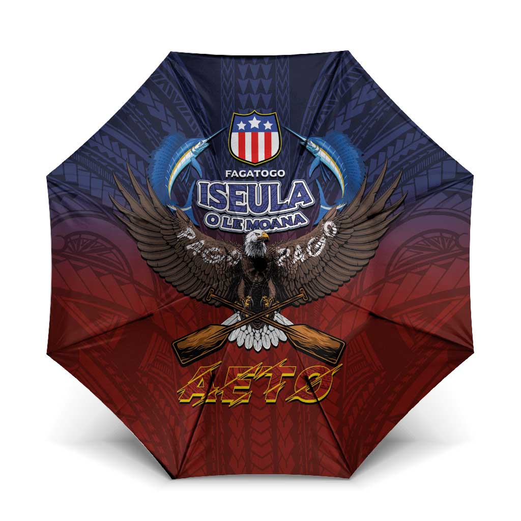 American Samoa Fautasi Umbrella Pago Pago Aeto and Iseula o le Moana of Fagatogo Red-Blue LT03 One Size Folded 11.42 inch Opened Diameter 37.4 inch Blue - Polynesian Pride
