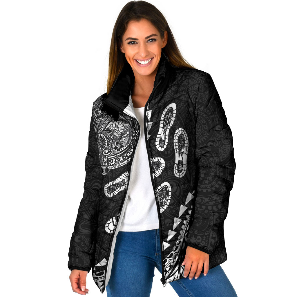 Hawaii Running Padded Jacket Polynesian Tribal Tattoo LT03 Women Black - Polynesian Pride