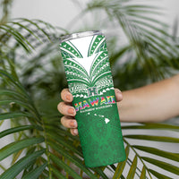 Custom Hawaii Rainbow Warriors Skinny Tumbler Polynesian Motif Green Color LT03 - Polynesian Pride