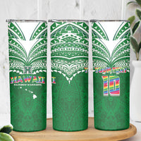 Custom Hawaii Rainbow Warriors Skinny Tumbler Polynesian Motif Green Color LT03 - Polynesian Pride