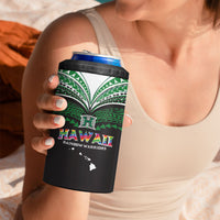 Custom Hawaii Rainbow Warriors 4 in 1 Can Cooler Tumbler Polynesian Motif Black Color LT03 - Polynesian Pride