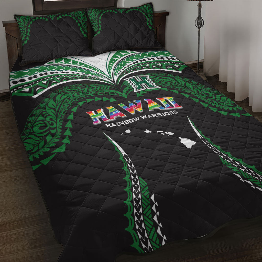Hawaii Rainbow Warriors Quilt Bed Set Polynesian Motif Black Color LT03 Black - Polynesian Pride