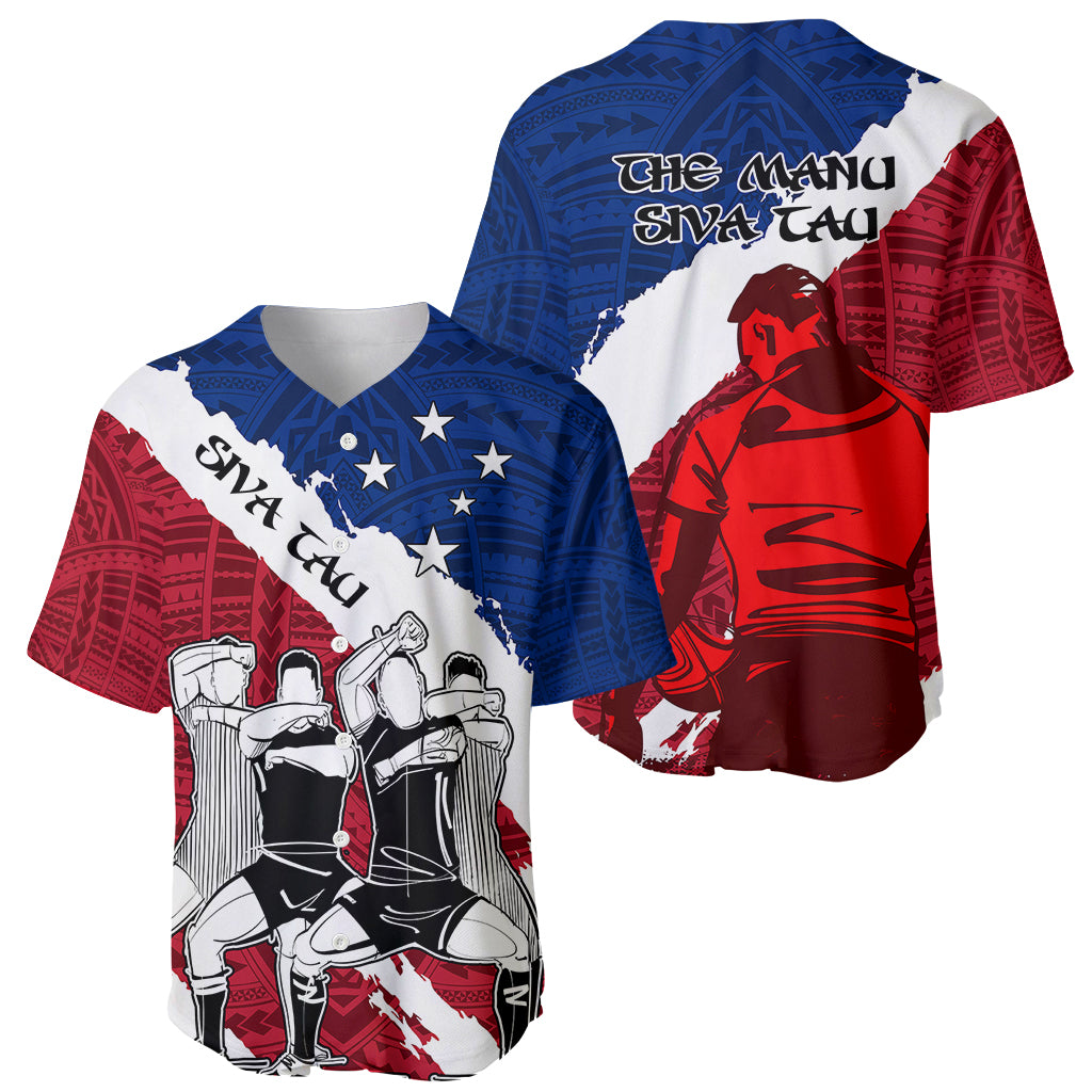 Samoa Rugby Baseball Jersey Siva Tau Dance Polynesian Tattoo Brush Style LT03 - Polynesian Pride