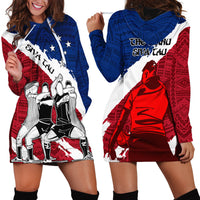 Samoa Rugby Hoodie Dress Siva Tau Dance Polynesian Tattoo Brush Style LT03 - Polynesian Pride