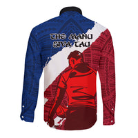 Samoa Rugby Long Sleeve Button Shirt Siva Tau Dance Polynesian Tattoo Brush Style LT03 - Polynesian Pride