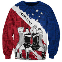 Samoa Rugby Sweatshirt Siva Tau Dance Polynesian Tattoo Brush Style LT03 Unisex Red - Polynesian Pride