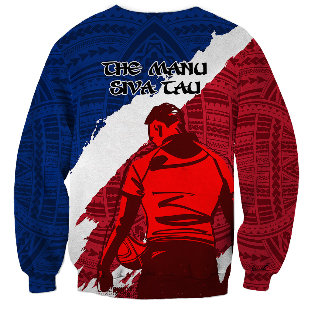 Samoa Rugby Sweatshirt Siva Tau Dance Polynesian Tattoo Brush Style LT03 - Polynesian Pride