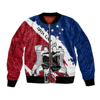 Custom Samoa Rugby Bomber Jacket Siva Tau Dance Polynesian Tattoo Brush Style LT03 Unisex Red - Polynesian Pride