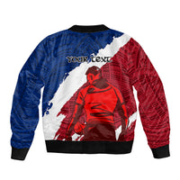 Custom Samoa Rugby Sleeve Zip Bomber Jacket Siva Tau Dance Polynesian Tattoo Brush Style LT03 - Polynesian Pride