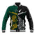 South Africa and New Zealand Baseball Jacket King Protea and Silver Fern Mix Culture Pattern LT03 Unisex Black - Polynesian Pride