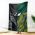 South Africa and New Zealand Blanket King Protea and Silver Fern Mix Culture Pattern LT03 Black - Polynesian Pride